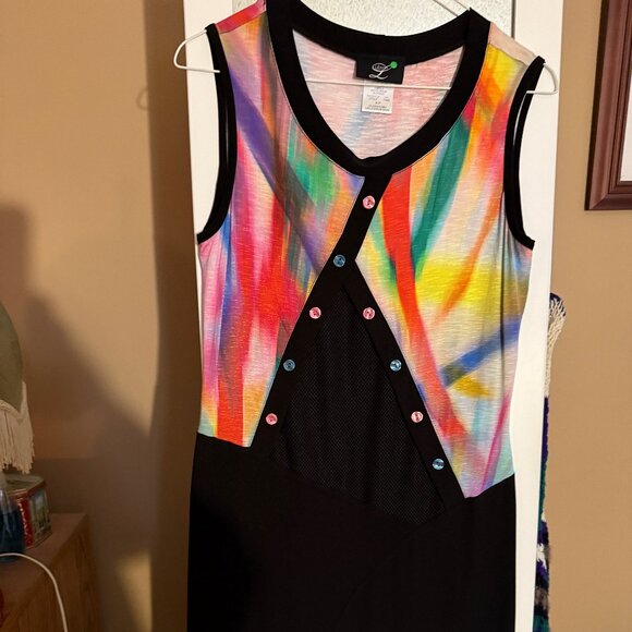 Libra multi-colored dress with button accents - Picture 1 of 4